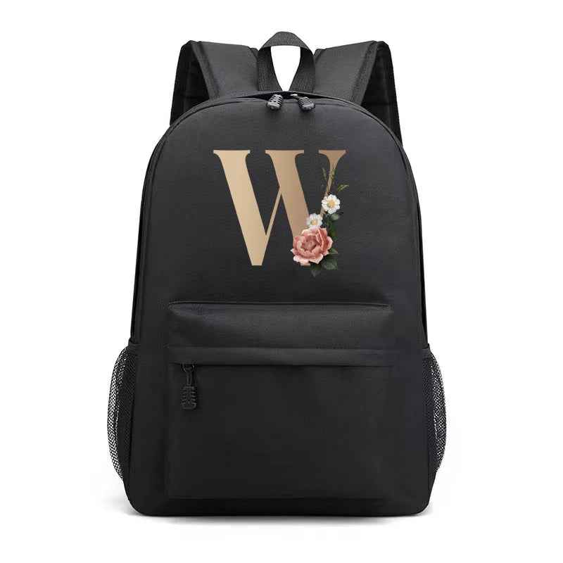 Letter Print Backpack Travel Casual Women Shoulder Bag Student
