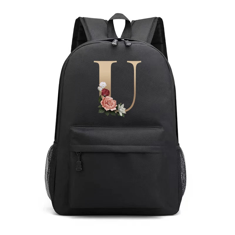 Letter Print Backpack Travel Casual Women Shoulder Bag Student