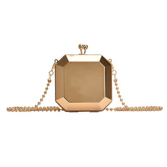 Silver PVC Box Evening Clutch Chain Shoulder Crossbody Bag