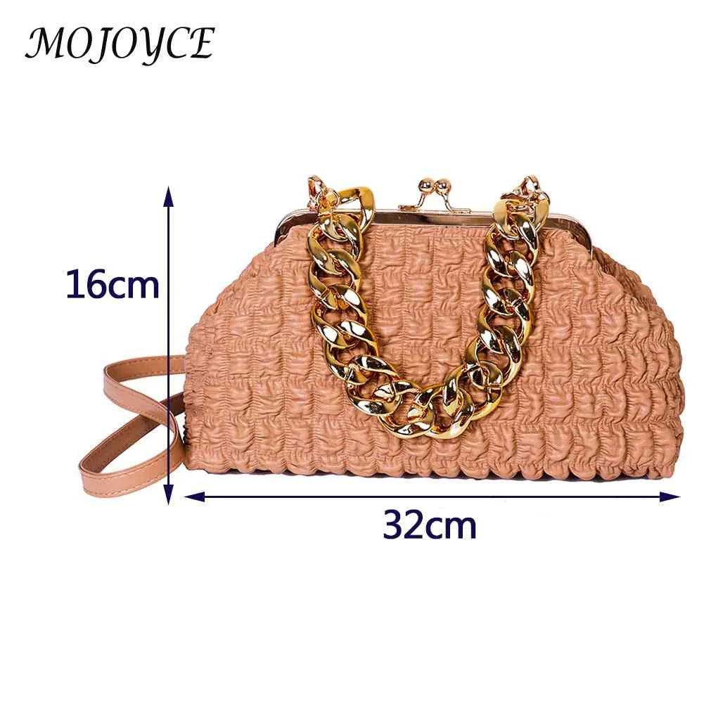 Thick Chain Clutch Bag Plaid Underarm Bag Casual Soft Hasp for Evening Banquet