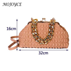 Thick Chain Clutch Bag Plaid Underarm Bag Casual Soft Hasp for Evening Banquet