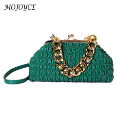 Thick Chain Clutch Bag Plaid Underarm Bag Casual Soft Hasp for Evening Banquet