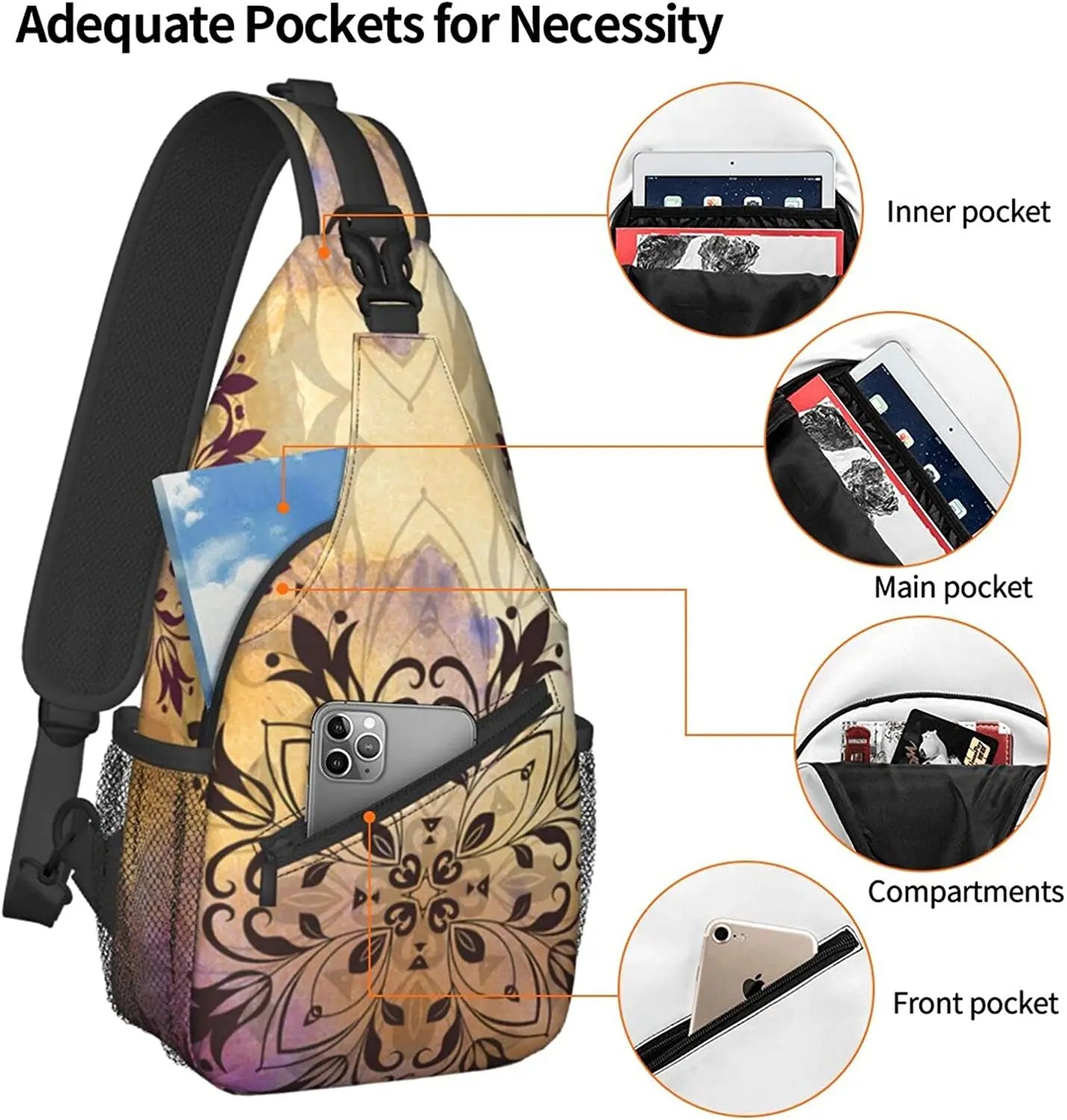 Unisex Chest Bags Crossbody Sling Backpack Travel Hiking Daypack