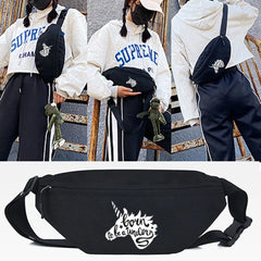 Golden Feather Print Waist Bag Crossbody Shoulder Purse Unisex Tote Bag