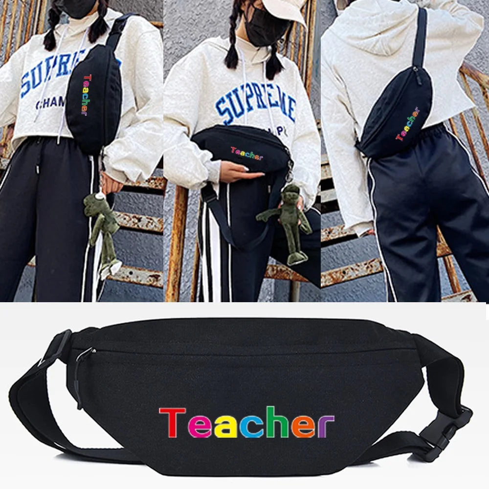 Golden Letters Print Waist Bag Travel Fitness Storage Shoulder Bag