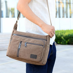 Canvas Men Travel Shoulder Bag Outdoor Retro Zipper School Crossbody