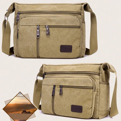 Canvas Men Travel Shoulder Bag Outdoor Retro Zipper School Crossbody