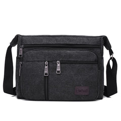 Canvas Men Travel Shoulder Bag Outdoor Retro Zipper School Crossbody
