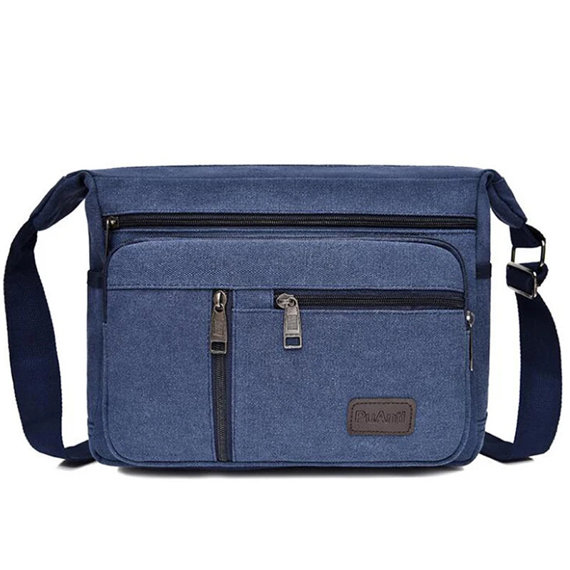 Canvas Men Travel Shoulder Bag Outdoor Retro Zipper School Crossbody
