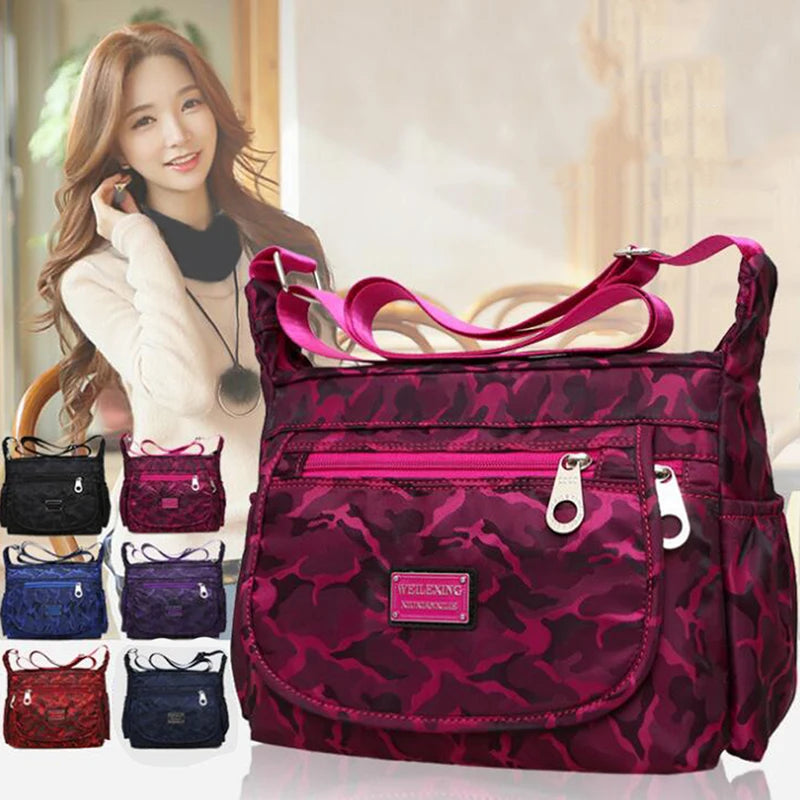 Women Shoulder Bag Ladies Nylon Waterproof High Capacity Messenger Bag
