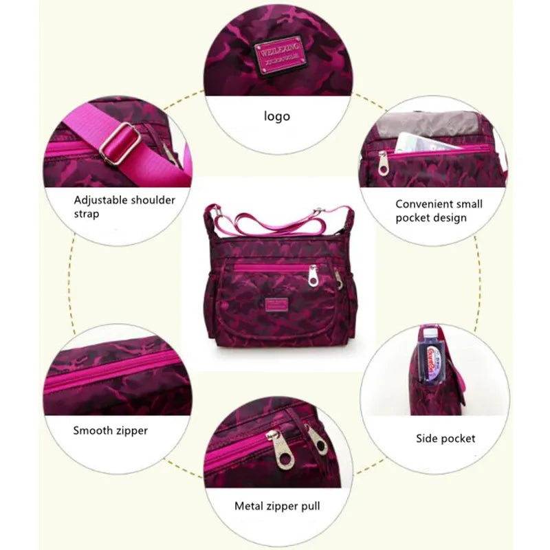 Women Shoulder Bag Ladies Nylon Waterproof High Capacity Messenger Bag