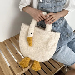 Women Tote Bag Faux Lambswool Fur Shoulder Bag Crossbody