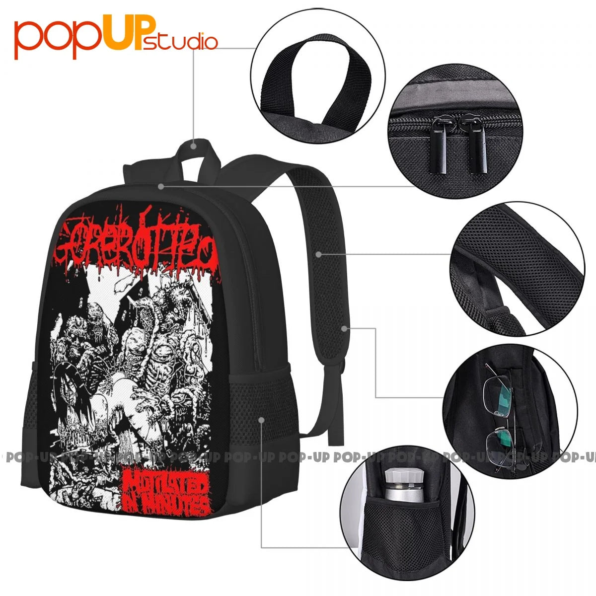 Gorerotted Mutilated Death Metal Backpack Large Gym Tote Bag