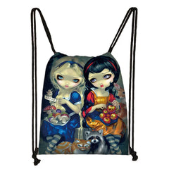 Gothic Cartoon Girl Drawstring Backpack for Women