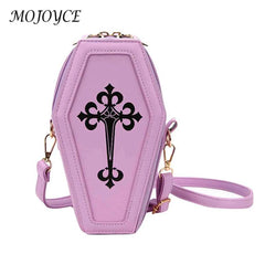 Gothic Messenger Pouch Coffin Shape Crossbody Handbag