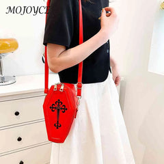 Gothic Messenger Pouch Coffin Shape Crossbody Handbag