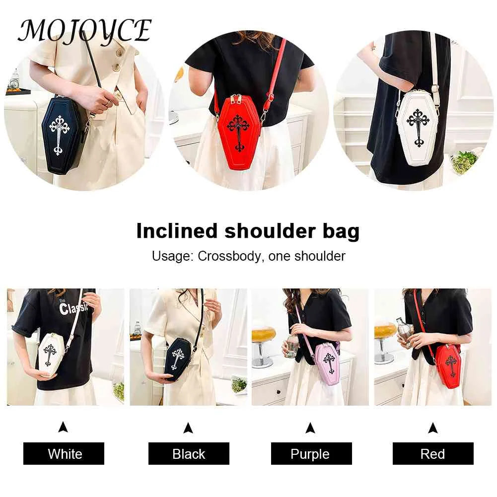 Gothic Messenger Pouch Coffin Shape Crossbody Handbag