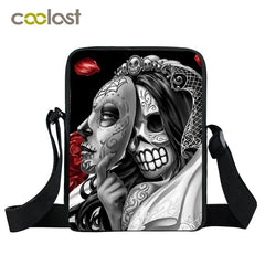 Gothic Women Messenger Bag Skull Canvas Shoulder Crossbody Bag