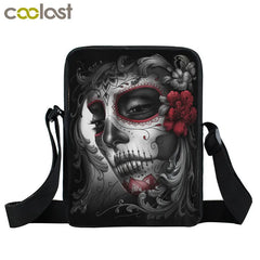 Gothic Women Messenger Bag Skull Canvas Shoulder Crossbody Bag