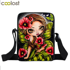 Gothic Women Messenger Bag Skull Canvas Shoulder Crossbody Bag