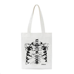 Gothic skull print canvas bag Skeleton y2k shopper bags Harajuku casual dark