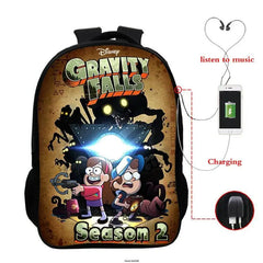 Gravity Falls USB Backpack for Teenagers School Bagpack