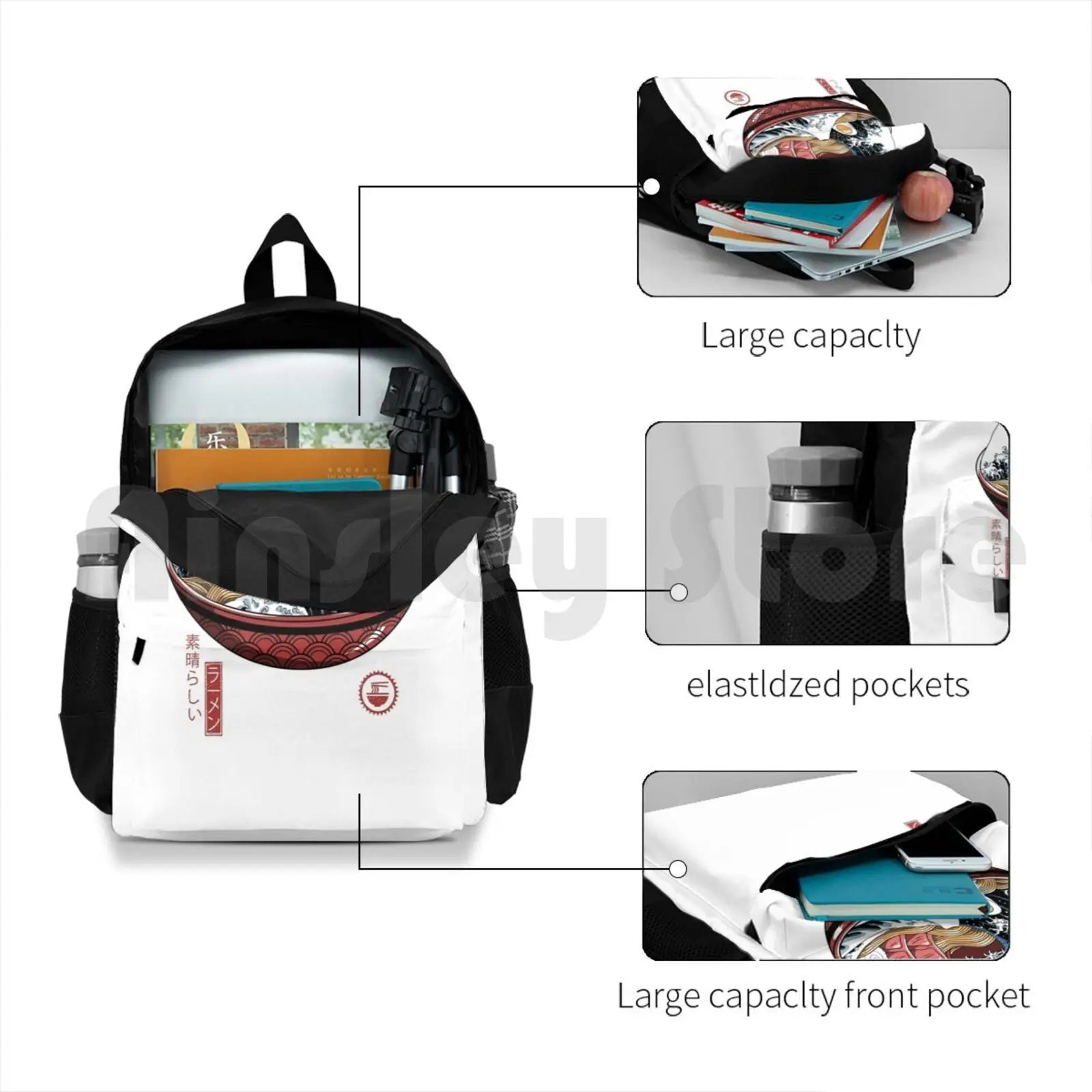 Ramen Wave Hiking Backpack Waterproof Camping Travel