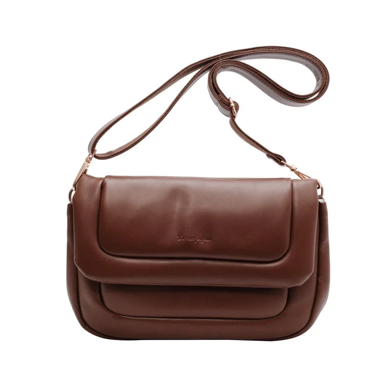 Green Quilted Shoulder Bags Women Down Feather Padded Crossbody Bag
