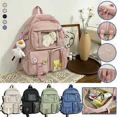 Green Pink Women Large Capacity Backpack Waterproof Nylon Female Schoolbag