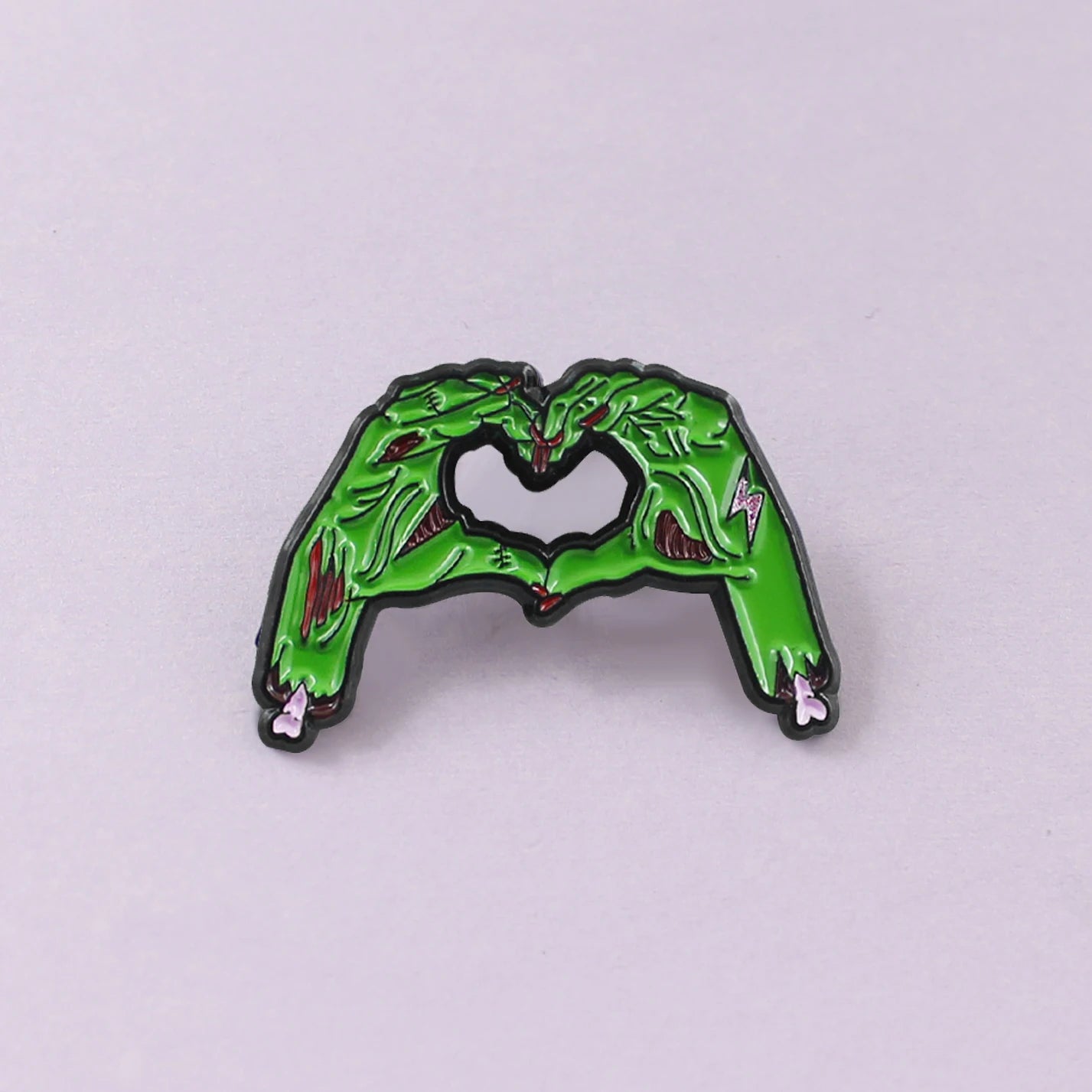 Green Skull Hands Skeleton Brooch Enamel Pin Gothic Lapel Denim Shirt Bag