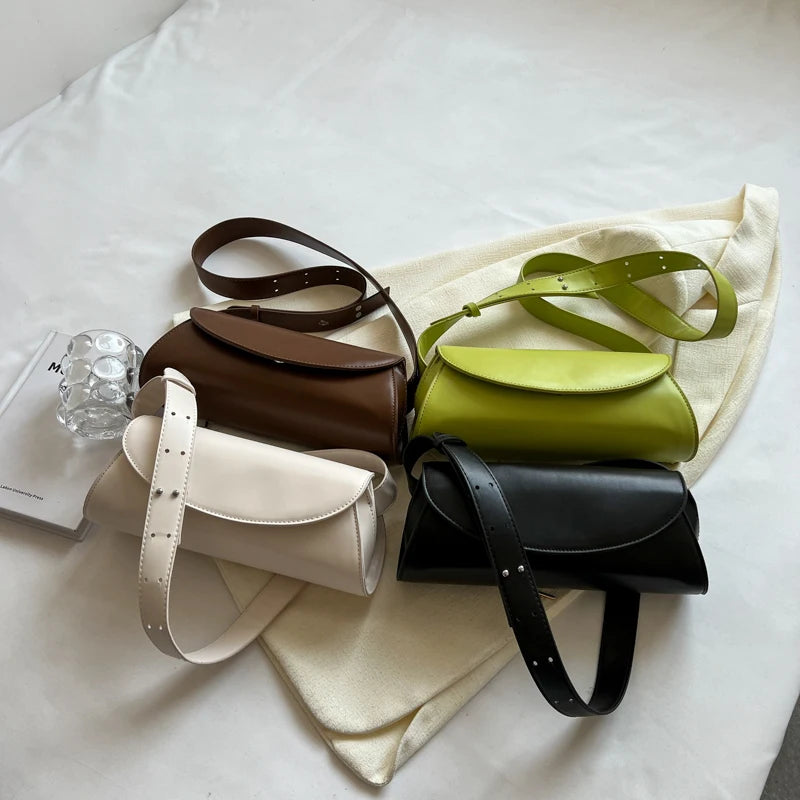 Spring Vintage Leather Bucket Bag Crossbody