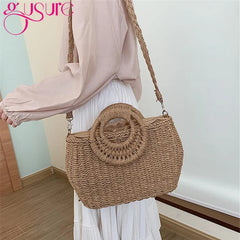 Straw Crossbody Handbags Round-Handle Large Totes