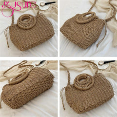 Straw Crossbody Handbags Round-Handle Large Totes