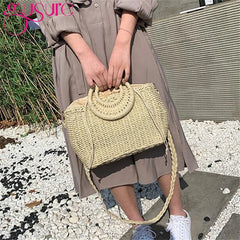 Straw Crossbody Handbags Round-Handle Large Totes