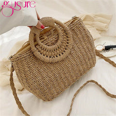 Straw Crossbody Handbags Round-Handle Large Totes