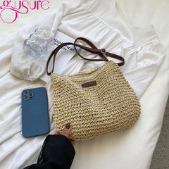 Rattan Women Straw Crossbody Bag Small Handbag Purse Summer Beach Shoulder Bags