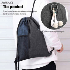 Water-Repellent Gym Sack Drawstring Bag Mesh Pocket Knapsack