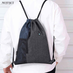 Water-Repellent Gym Sack Drawstring Bag Mesh Pocket Knapsack