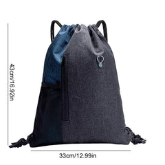 Water-Repellent Gym Sack Drawstring Bag Mesh Pocket Knapsack