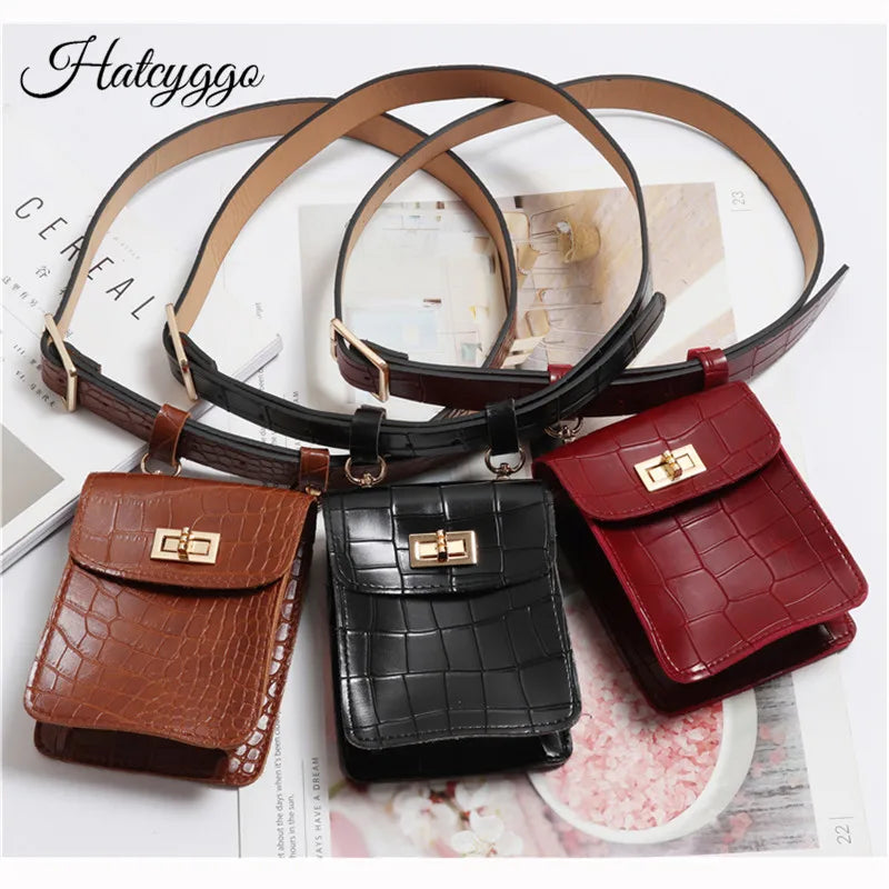 Vintage Crocodile Waist Bag Belt Fanny Pack For Women