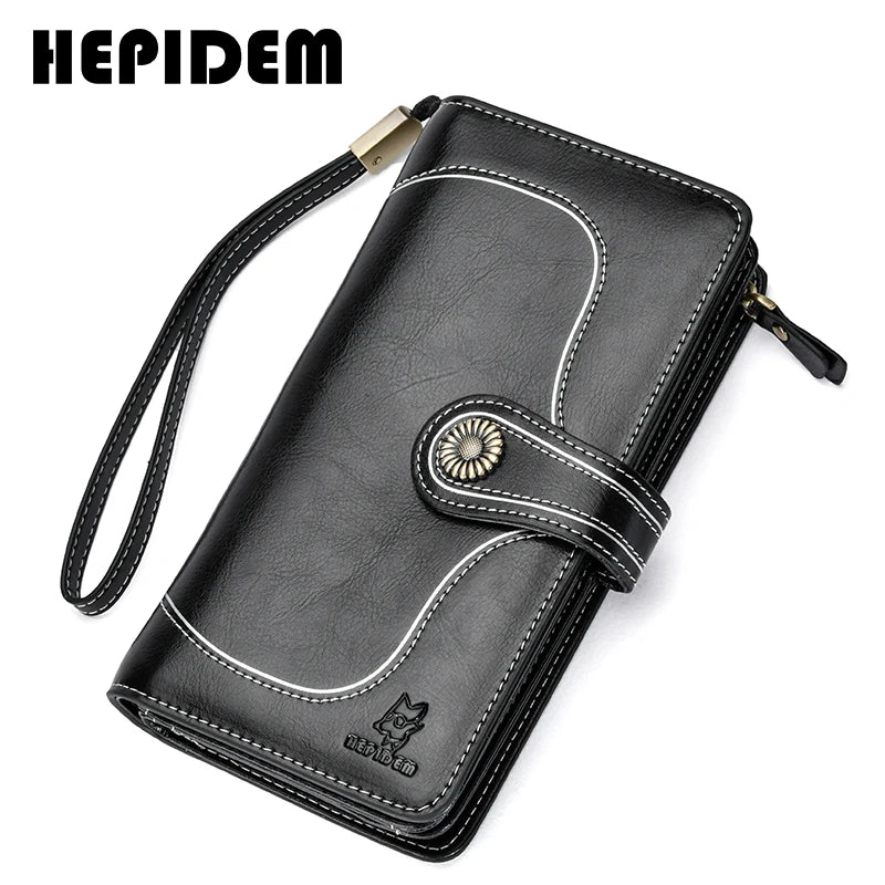 RFID Leather Long Wallet Women