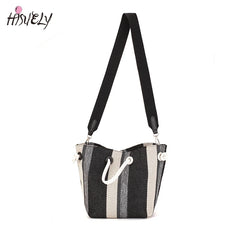 Canvas Totes Striped Womens Handbag Patchwork Shoulder Bag