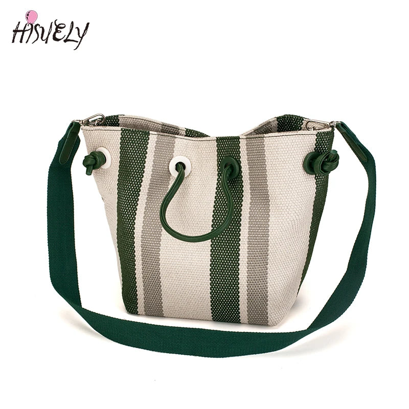 Canvas Totes Striped Womens Handbag Patchwork Shoulder Bag