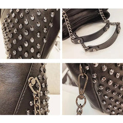 Rock Rivet Shoulder Bags for Women Handbags Punk Chain Crossbody Messenger Bags