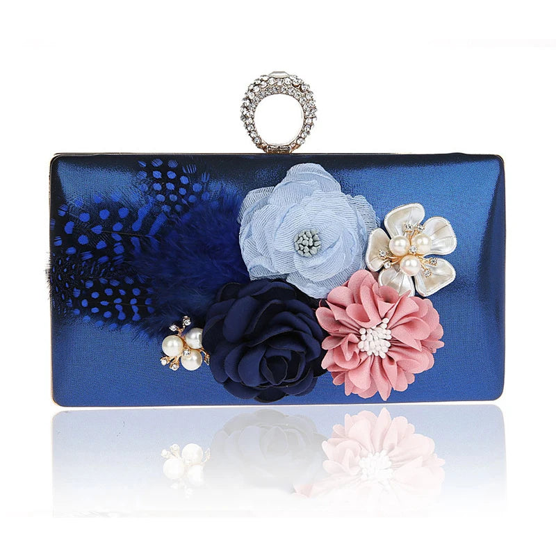Women/GIRLS Evening Party Bag with Chains Clutch Purse Beaded Appliques Handbag
