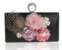 Women/GIRLS Evening Party Bag with Chains Clutch Purse Beaded Appliques Handbag