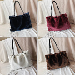 Faux Fur Women Shoulder Bag Plush Lady Handbag Chain Travel Shopping Bag