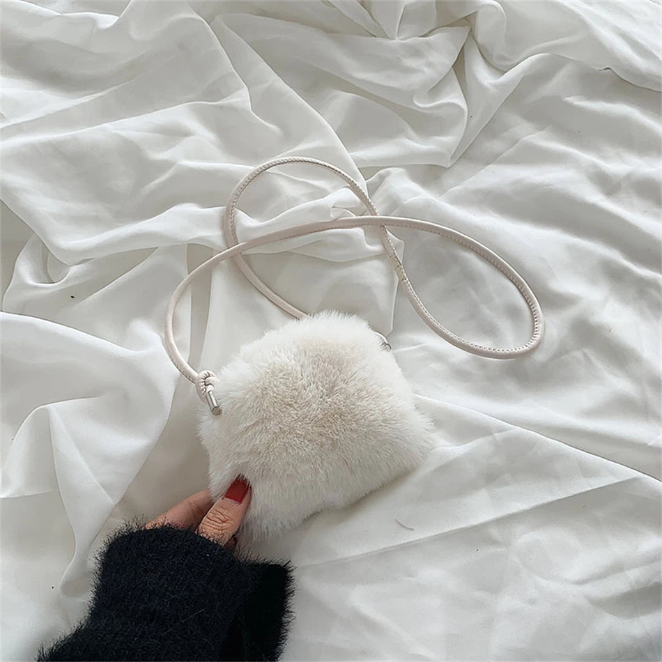 Soft Plush Small Shoulder Messenger Bag for Women