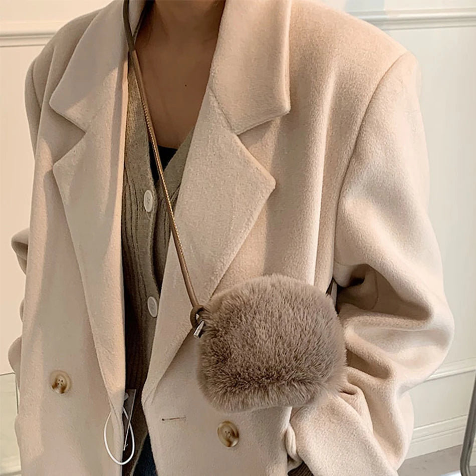 Soft Plush Small Shoulder Messenger Bag for Women