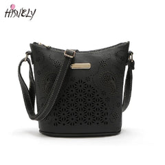 Women Retro Bucket Bag Hollow Out Shoulder Bag